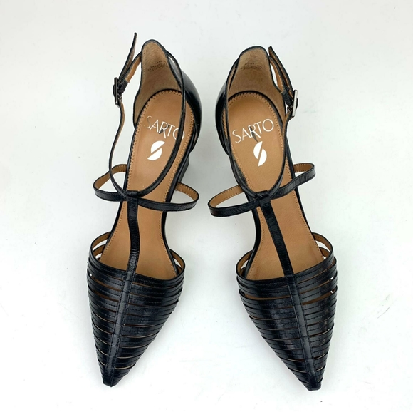 FRANCO SARTO Saira Leather Perforated T-Strap Pump - Picture 8 of 14